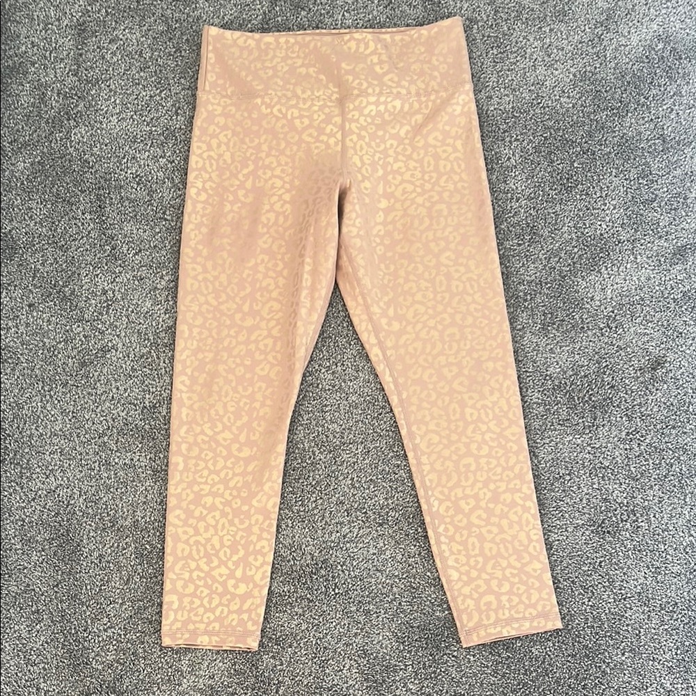 Zyia Active Gold Pink Leopard Print Leggings Size 12